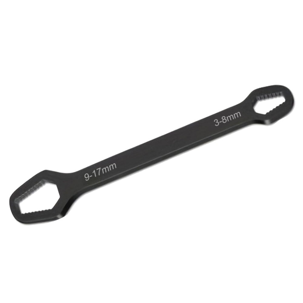 150mm Universal Torx Wrench 3-17mm Chrome Vanadium Steel Double-Head Self-Tightening Wrench - Black