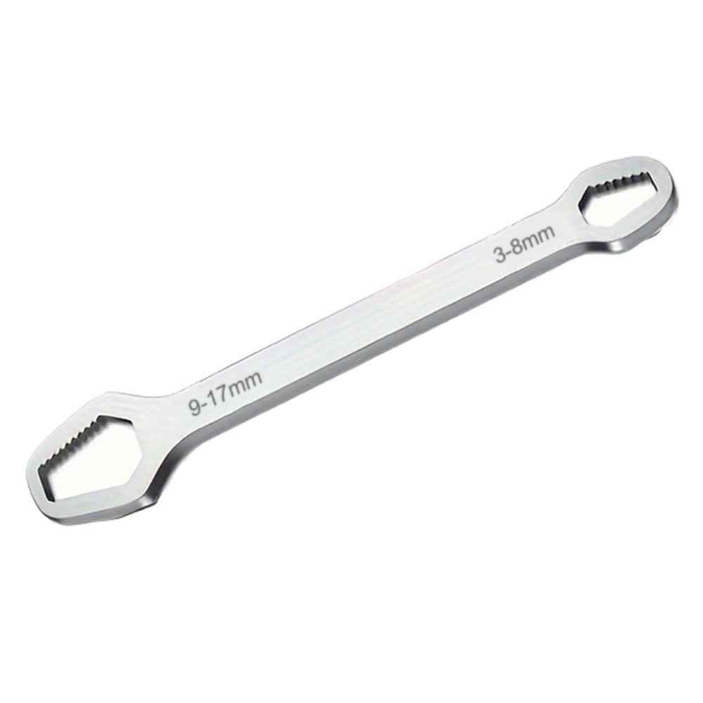 150mm Universal Torx Wrench 3-17mm Chrome Vanadium Steel Double-Head Self-Tightening Wrench - Silver
