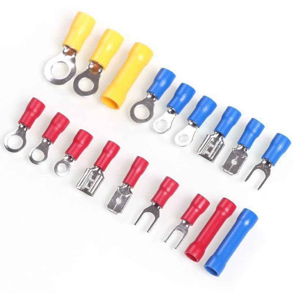 300Pcs Insulated Ring Terminals Assorted Kit Cold Press Electrical Wire Crimp Connectors