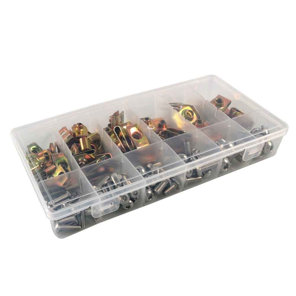 A7573 115PCS M4 M5 M6 M8 Hammer Head Drop U-Nut Clip Assortment Kit with Plastic Box