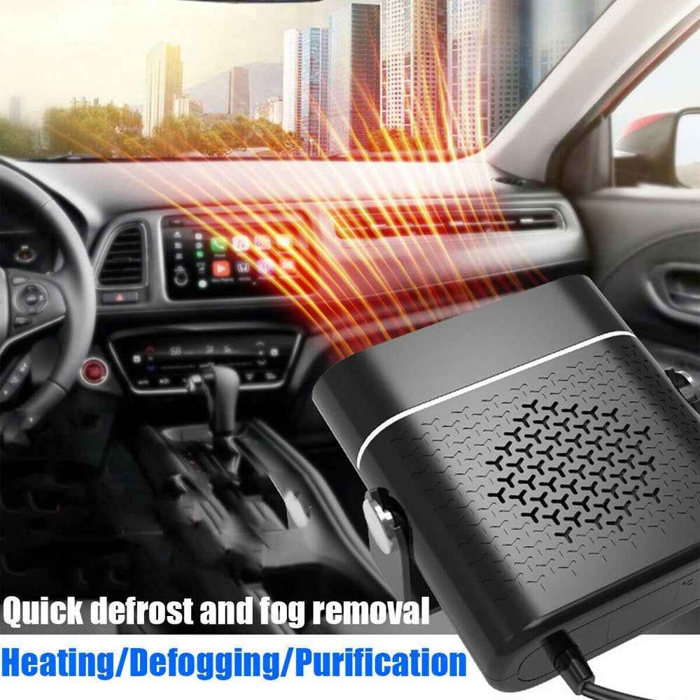 24V Portable 2-In-1 Car Demister Heater Fan Adjustable Automobile Mounted Heater 150W Vehicle Heating Heater Cooler Fans - Black
