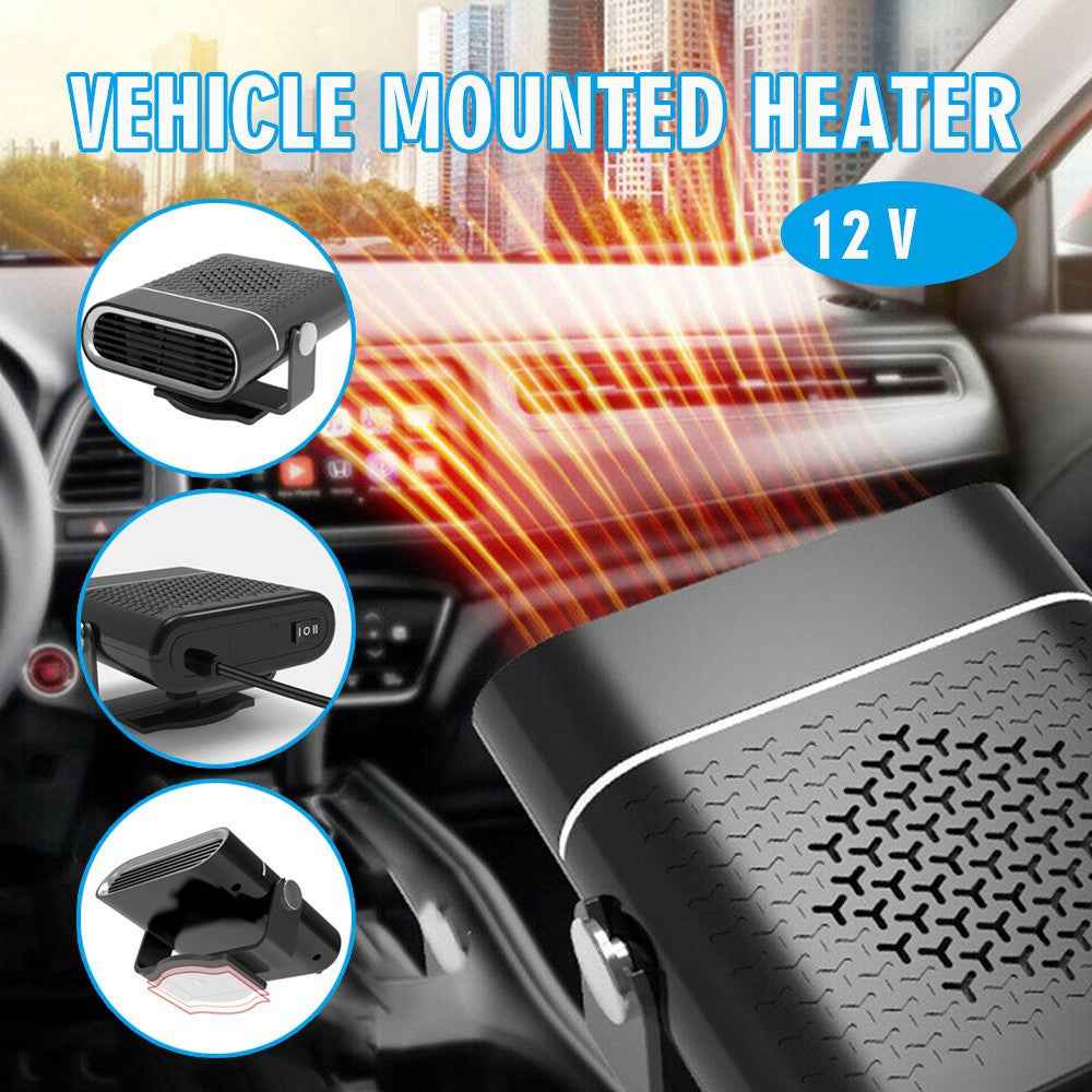 12V 2-in-1 Car Demister Heater Fan Adjustable Automobile Mounted Heater 120W Vehicle Heating Cooler Fan - Black