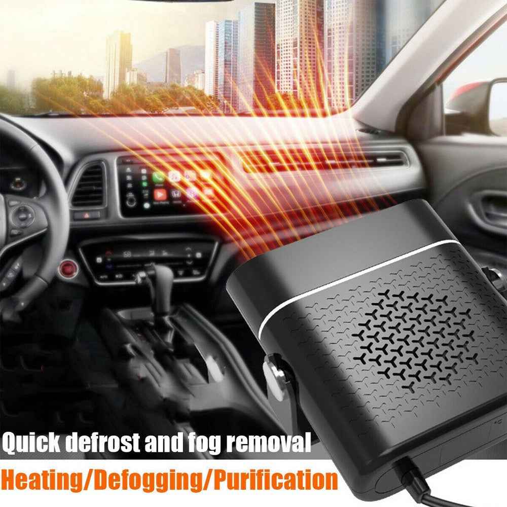 12V 2-in-1 Car Demister Heater Fan Adjustable Automobile Mounted Heater 120W Vehicle Heating Cooler Fan - White