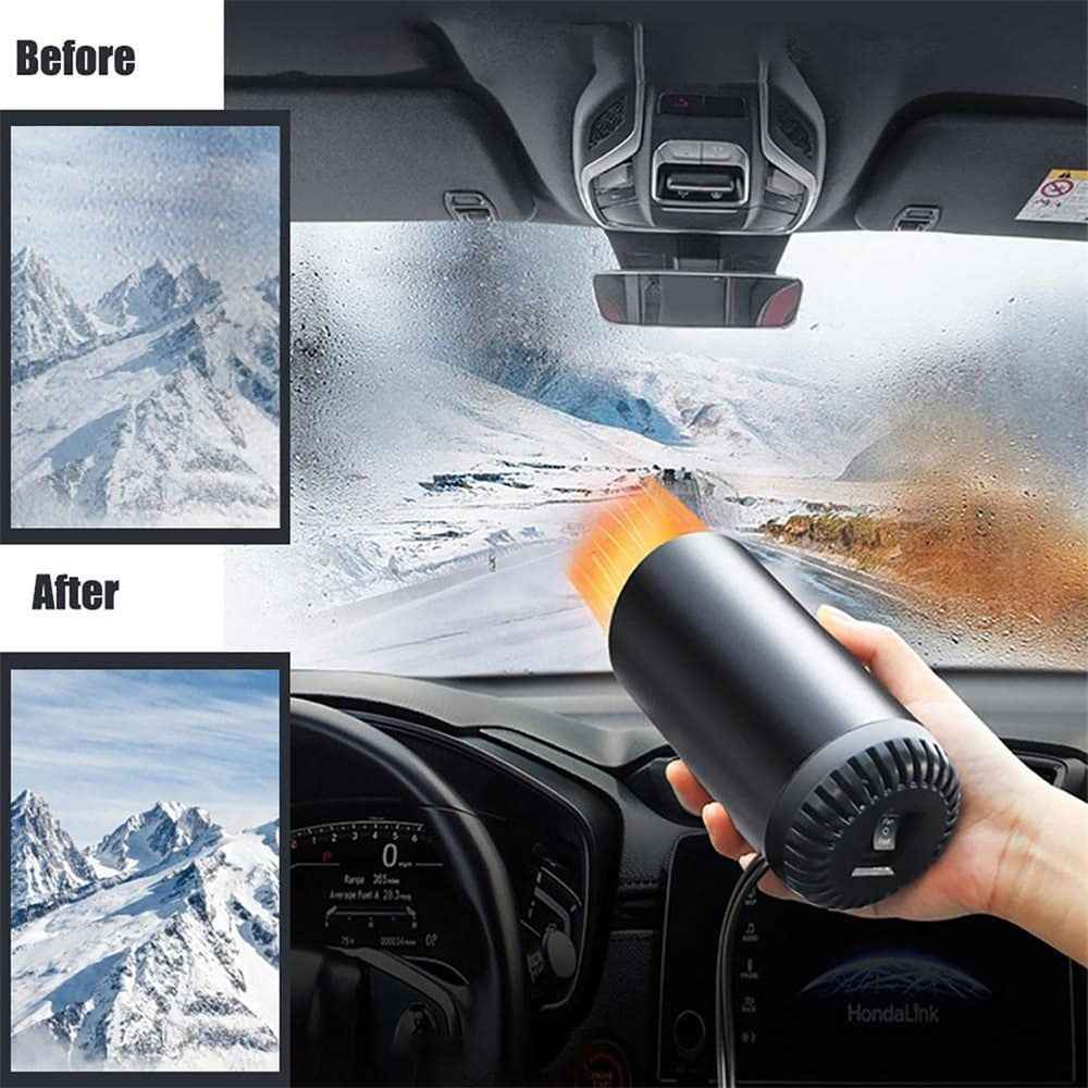 Car Window Defroster Demister Fast Heating Car Warm Air Blower Portable Purifier Fan Cup Shape Car Heater Cooler with Current-Limiting Cable / Rotating Sucker Base