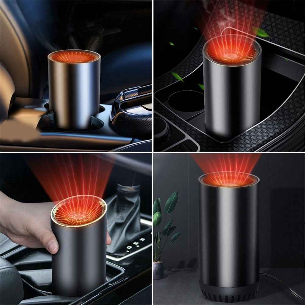 Car Window Defroster Demister Fast Heating Car Warm Air Blower Portable Purifier Fan Cup Shape Car Heater Cooler with Current-Limiting Cable / Rotating Sucker Base