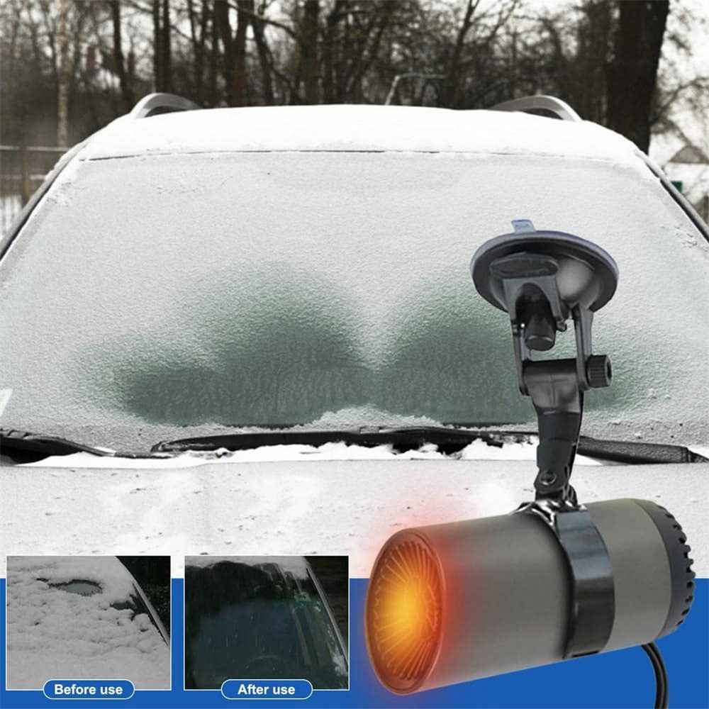 Fast Heating Cup Shape Car Warm Air Blower Portable Fan Window Defroster Demister Car Heater with Rotating Sucker Base