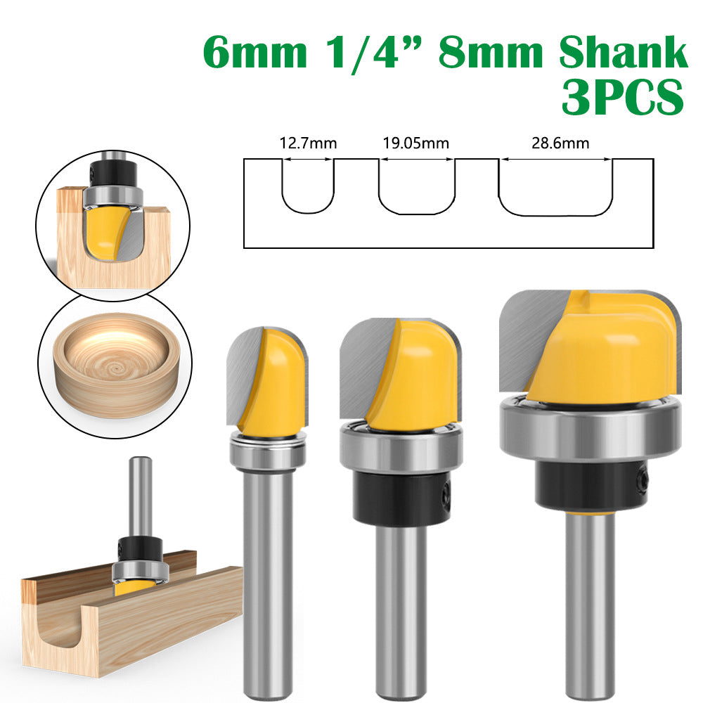 3Pcs / Set Tungsten Steel Alloy Bakelite Milling Router Bit Woodworking Milling Cutter - 6mm Shank