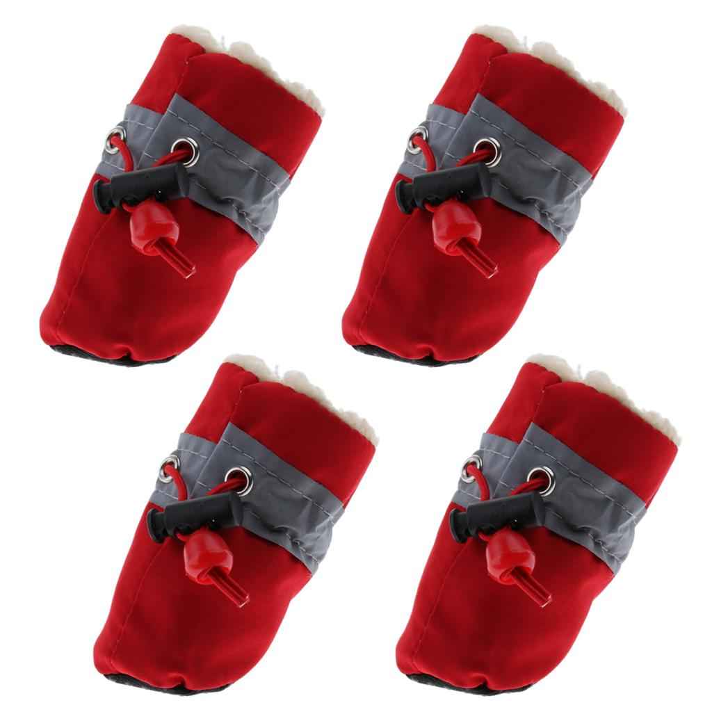 4Pcs/pack Pet Dog Puppy Shoes Outdoor Walk Non Slip Boots Booties Red S