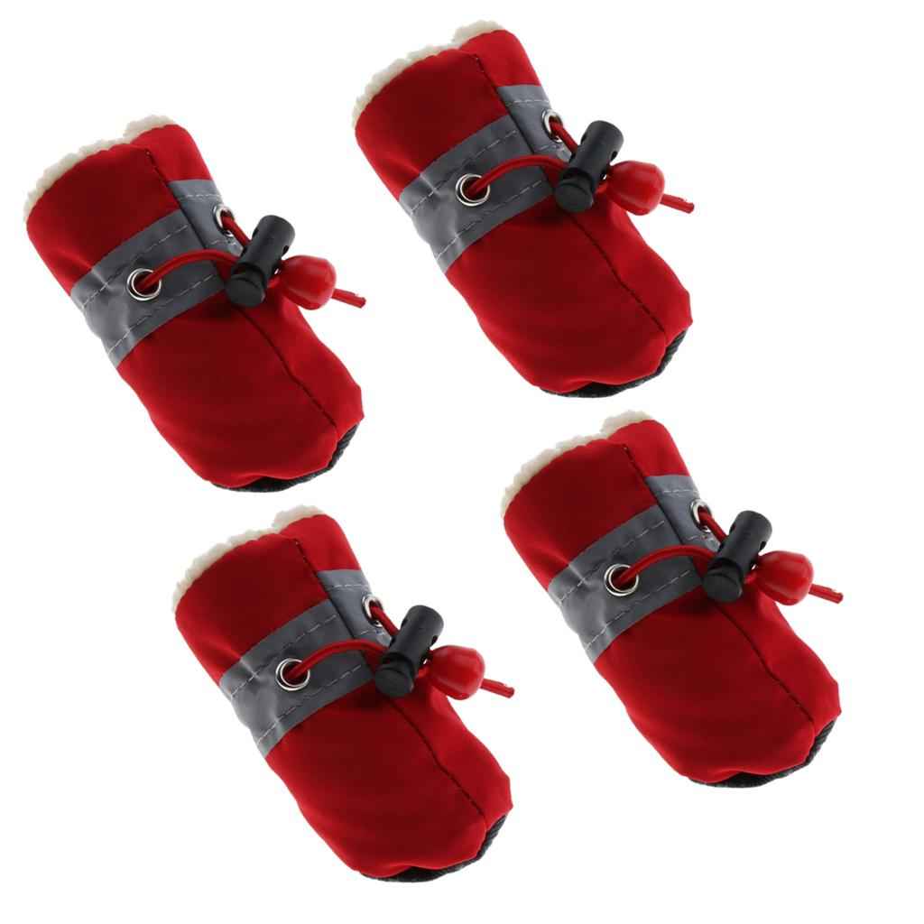 4Pcs/pack Pet Dog Puppy Shoes Outdoor Walk Non Slip Boots Booties Red S