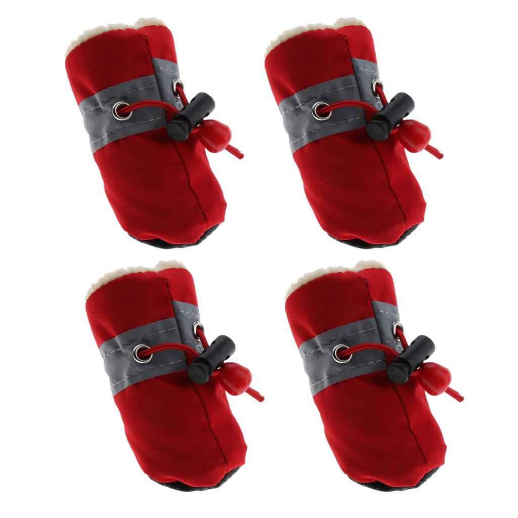 4Pcs/pack Pet Dog Puppy Shoes Outdoor Walk Non Slip Boots Booties Red S