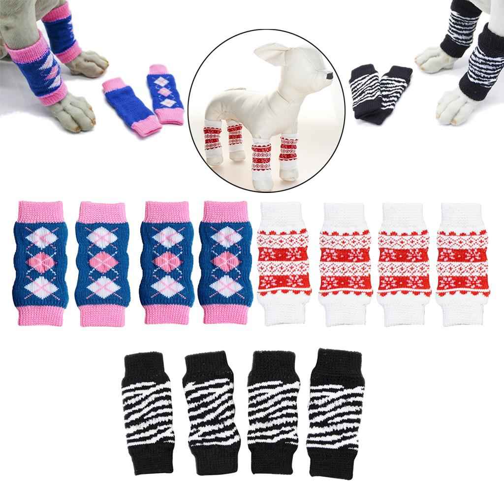 4Pcs/Set Dog Leg Socks Leg Warmers Protector, Puppy Legs Brace Wraps Black S