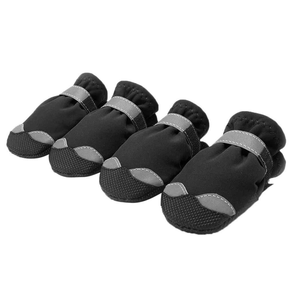 4 Pcs Pet Dog Shoes Boots Anti-Slip Waterproof Pet Paw Protector Dog Shoes  Black-S