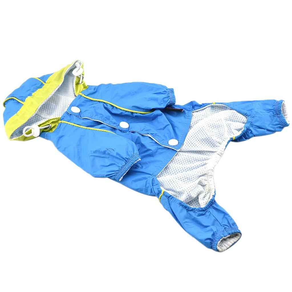 Waterproof Four Legs Clothing Dog Raincoat Jacket Coat Blue XL
