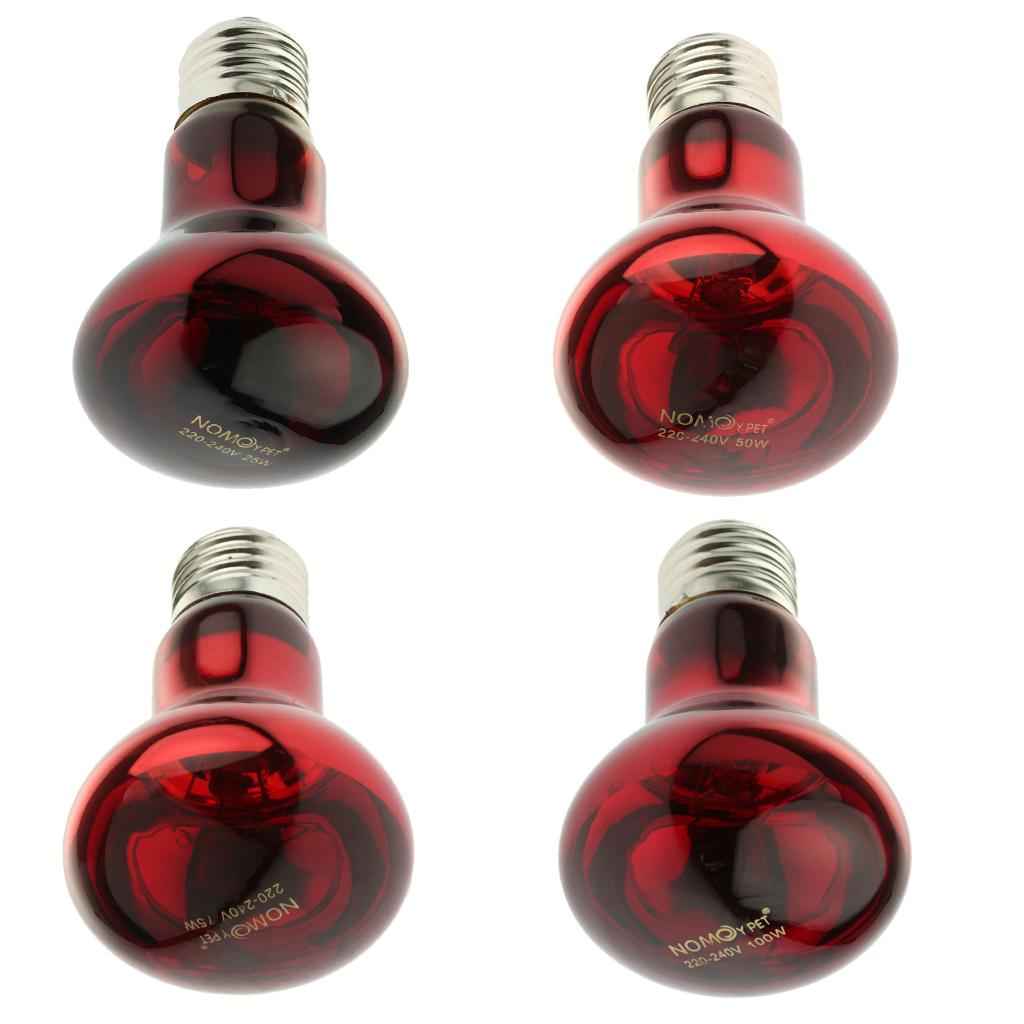 Glass Pet Heating Infrared Lamp Winter Heat Emitter Lamp Bulb E27 Red 25W