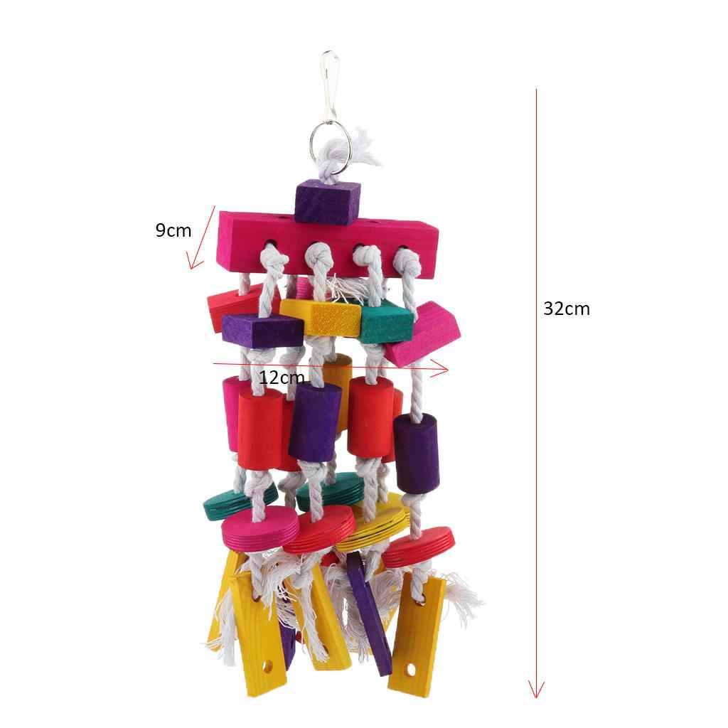 Bird Parrot Chew Toys Wood Blocks Chew Toy  for Medium Large Parrot Colorful
