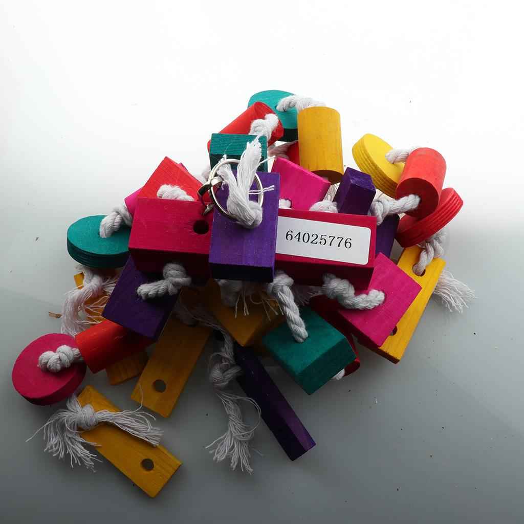 Bird Parrot Chew Toys Wood Blocks Chew Toy  for Medium Large Parrot Colorful