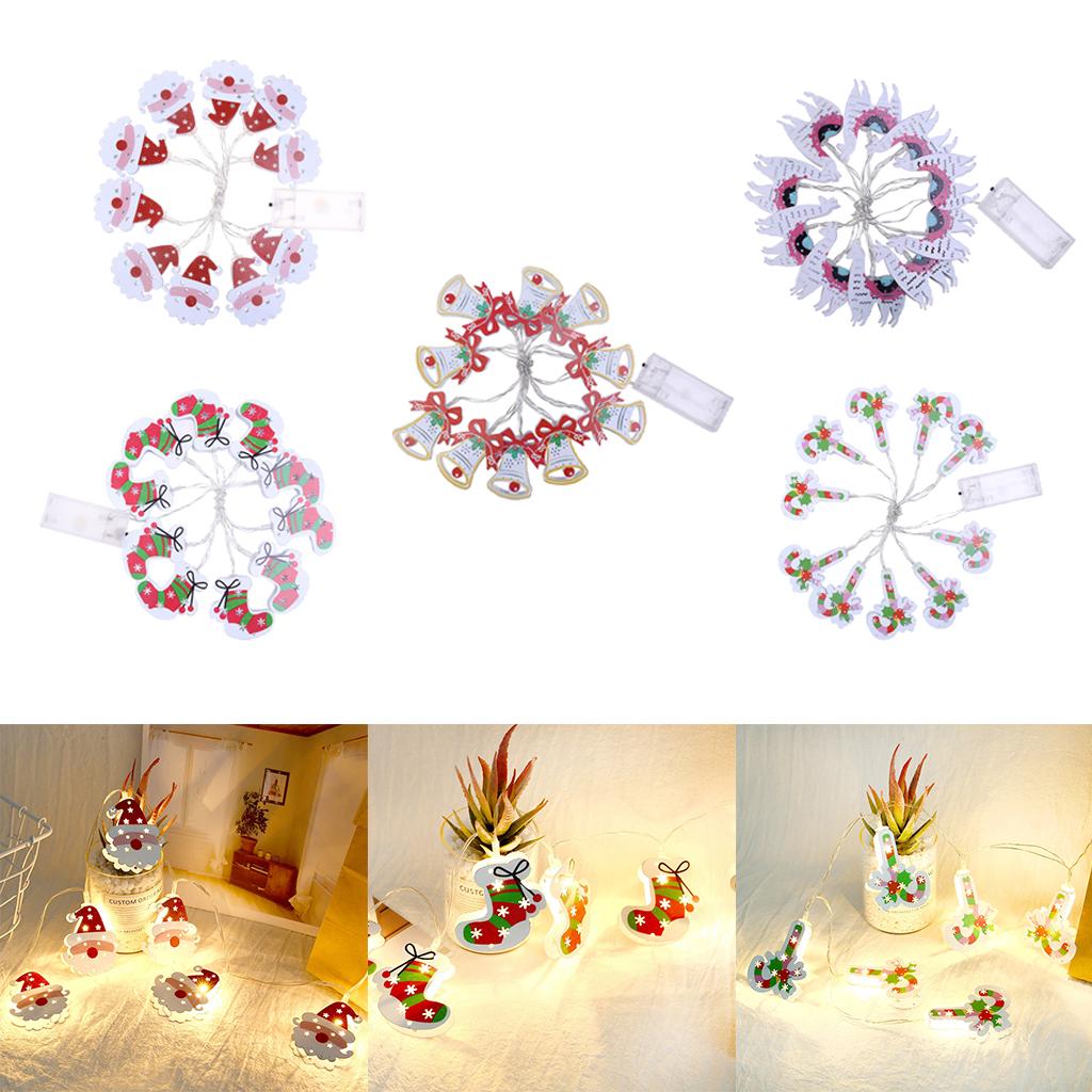 10LED Christmas String Lights Battery Powered Home Decor Santa Claus