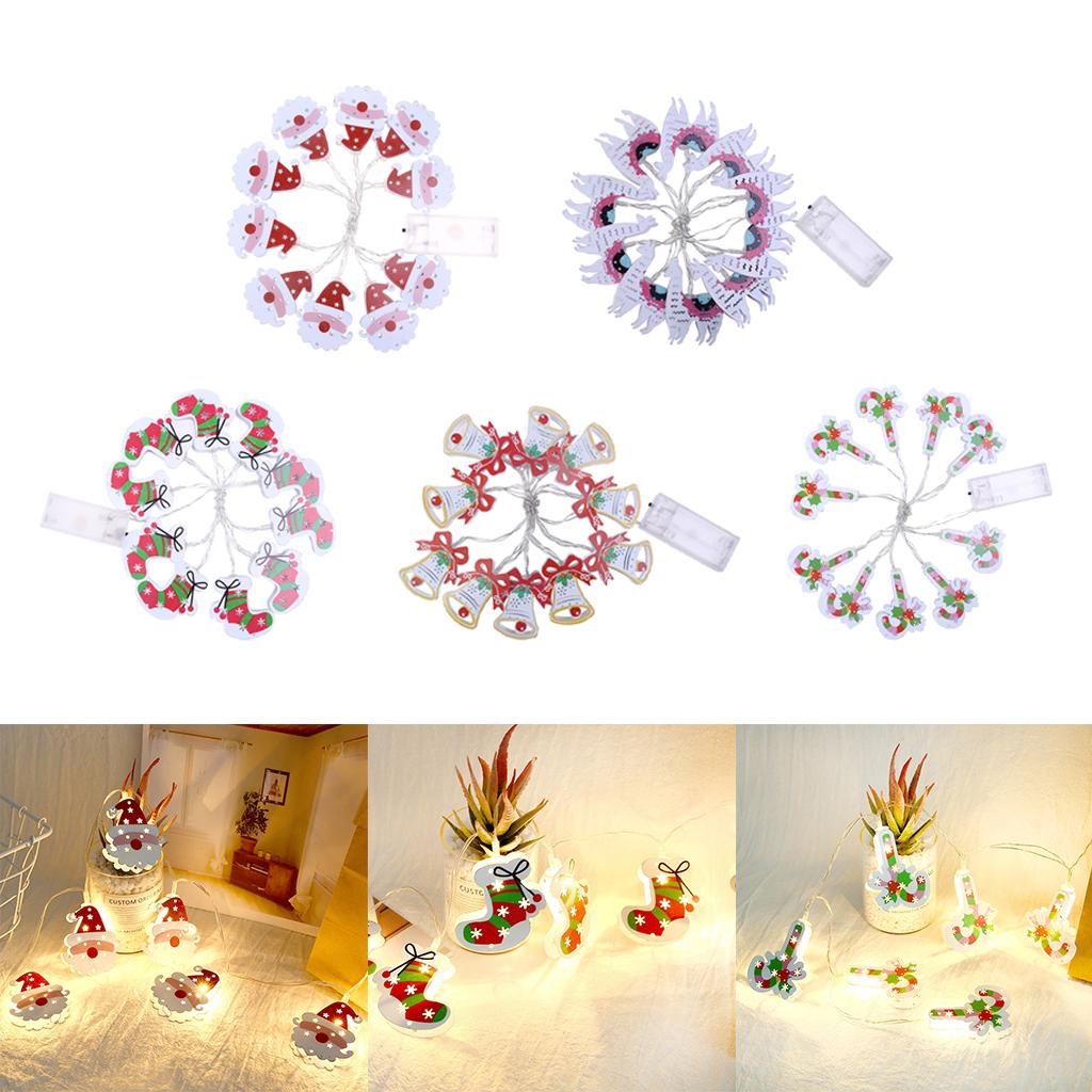 10LED Christmas String Lights Battery Powered Home Decor Santa Claus