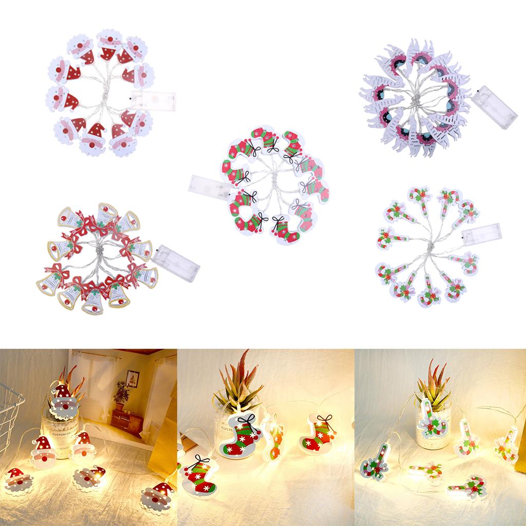 10LED Christmas String Lights Battery Powered Home Decor Santa Claus