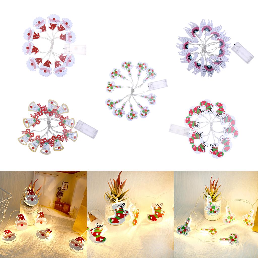 10LED Christmas String Lights Battery Powered Home Decor Santa Claus