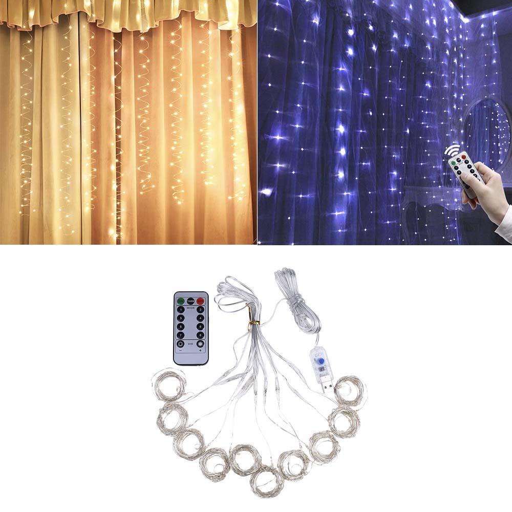 100LED Party Wedding Curtain Fairy Light USB String Light Cool White_1 meter