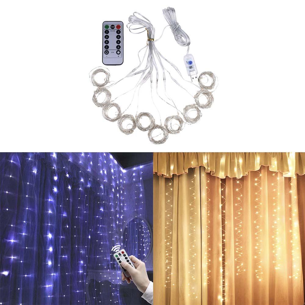 100LED Party Wedding Curtain Fairy Light USB String Light Cool White_1 meter