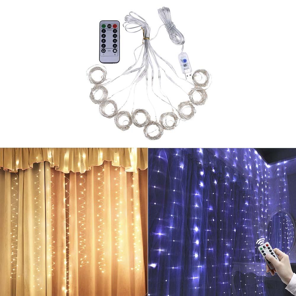 100LED Party Wedding Curtain Fairy Light USB String Light Cool White_1 meter