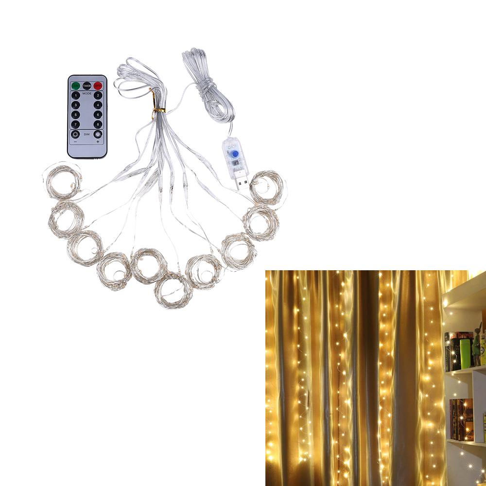 100LED Party Wedding Curtain Fairy Light USB String Light Warm White_1 meter