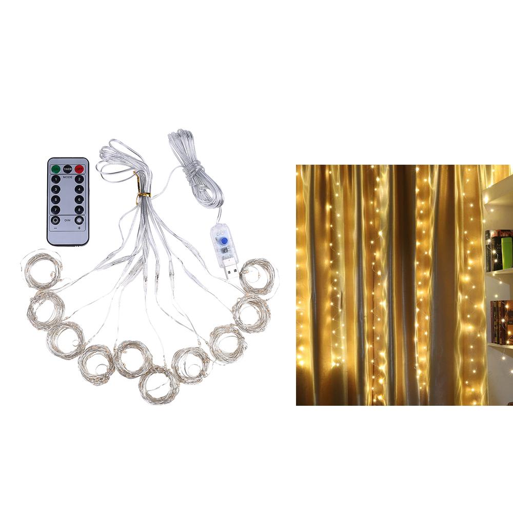 100LED Party Wedding Curtain Fairy Light USB String Light Warm White_1 meter