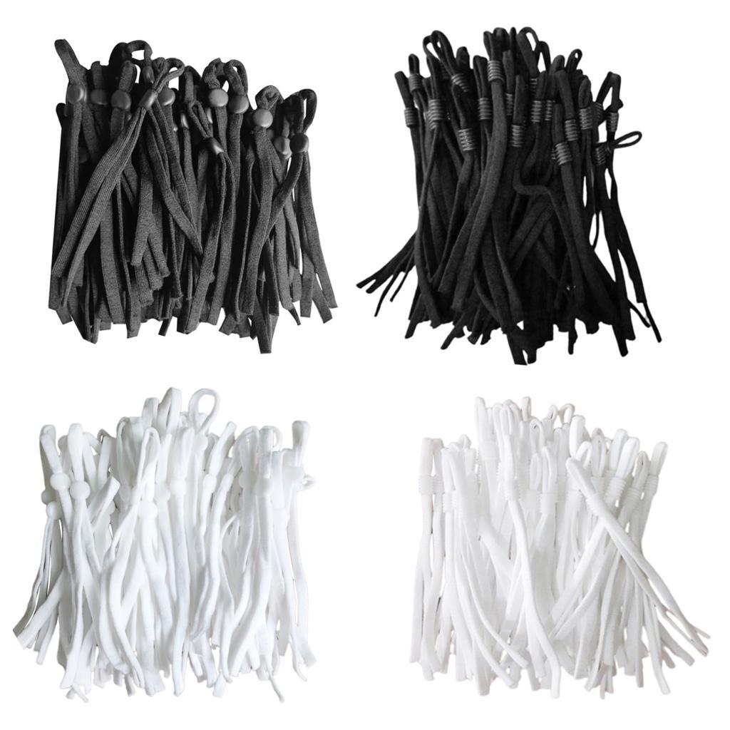 100 Count Flat Elastic Cord Stopper Making Face Masks White_Flat Buckle