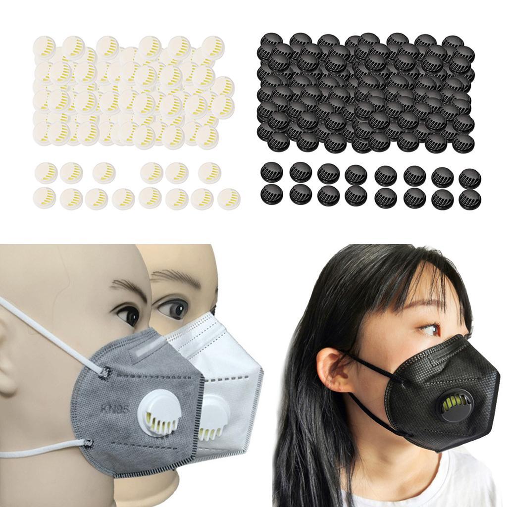100pcs Breathing Valve Filter Replacement Respirator for Face Mask Black