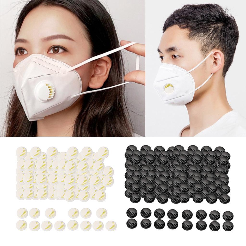 100pcs Breathing Valve Filter Replacement Respirator for Face Mask Black