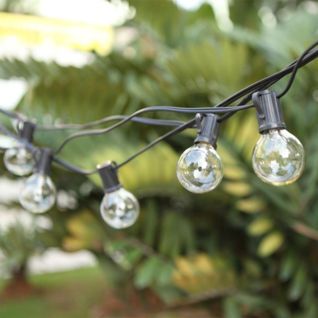 25ft G40 String Lights with Globe Clear Bulbs Waterproof Patio Hanging Light