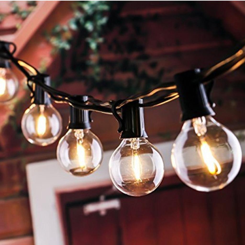 25ft G40 String Lights with Globe Clear Bulbs Waterproof Patio Hanging Light