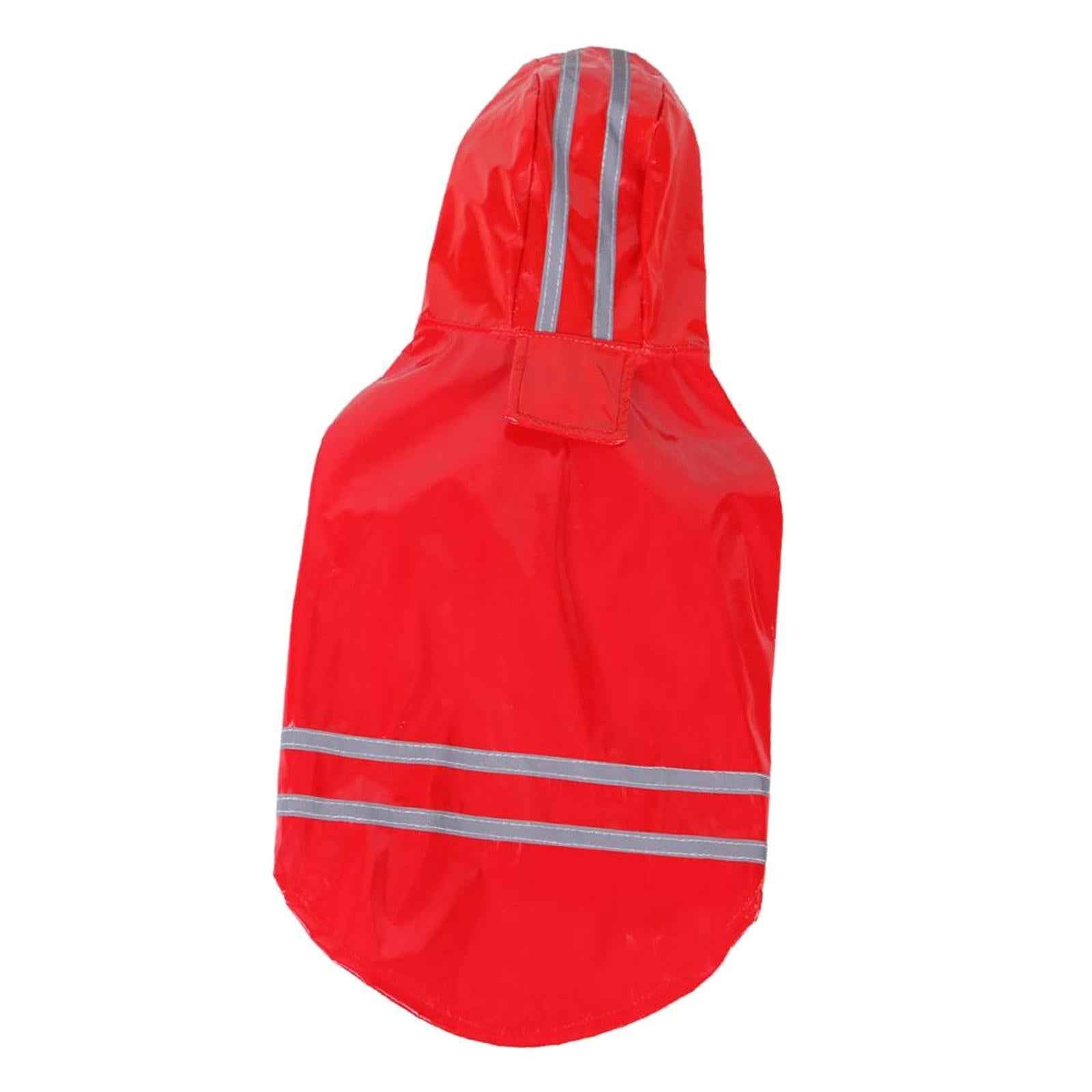 Dog Raincoat with Hood Doggie Reflective Jacket Waterproof S- XL red M