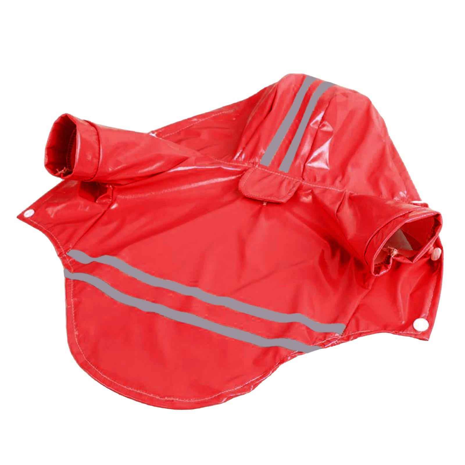 Dog Raincoat with Hood Doggie Reflective Jacket Waterproof S- XL red M