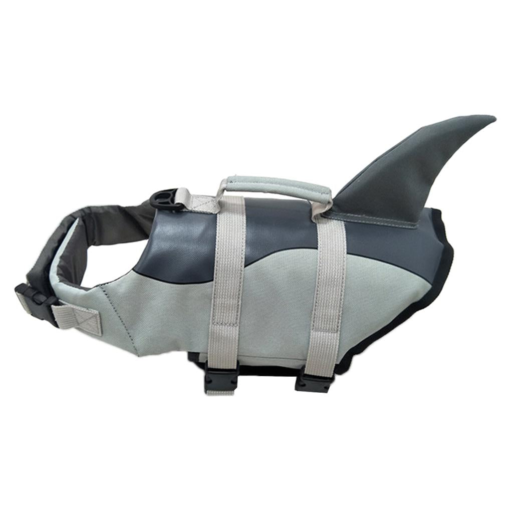 Adjustable Dog Life Jacket Swimming Safety Vest Swimsuit +Handle Silver_L
