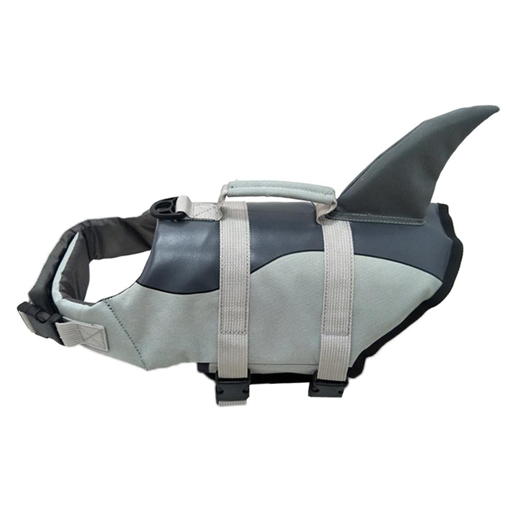Adjustable Dog Life Jacket Swimming Safety Vest Swimsuit +Handle Silver_L
