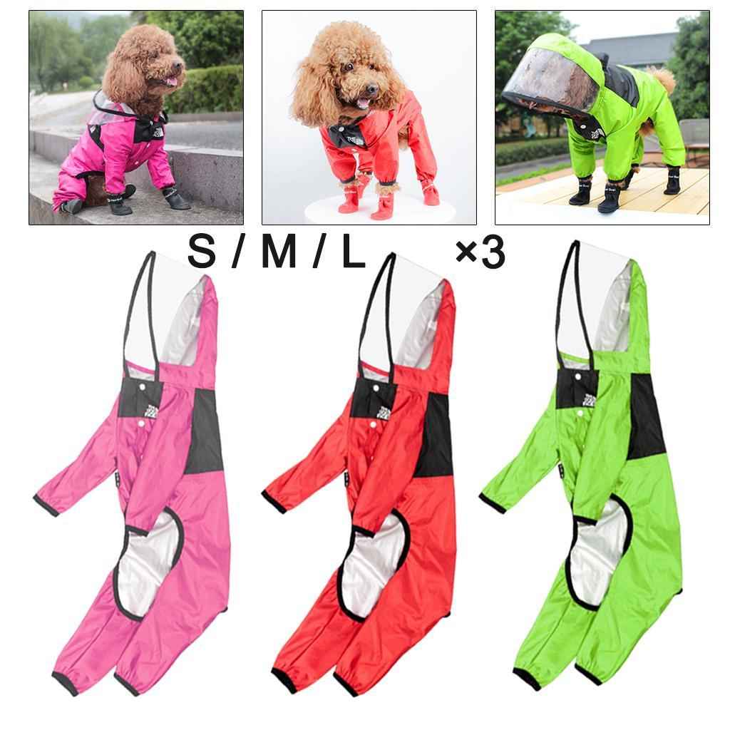 Dog Raincoat Clothing Waterproof Poncho Pet Puppy Jacket Coat Hooded Red S