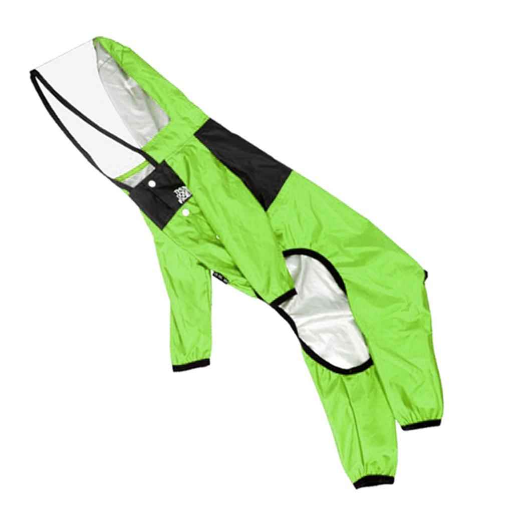 Dog Raincoat Clothing Waterproof Poncho Pet Puppy Jacket Coat Hooded Green M