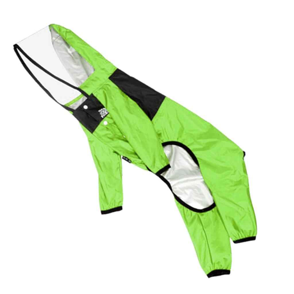 Dog Raincoat Clothing Waterproof Poncho Pet Puppy Jacket Coat Hooded Green M
