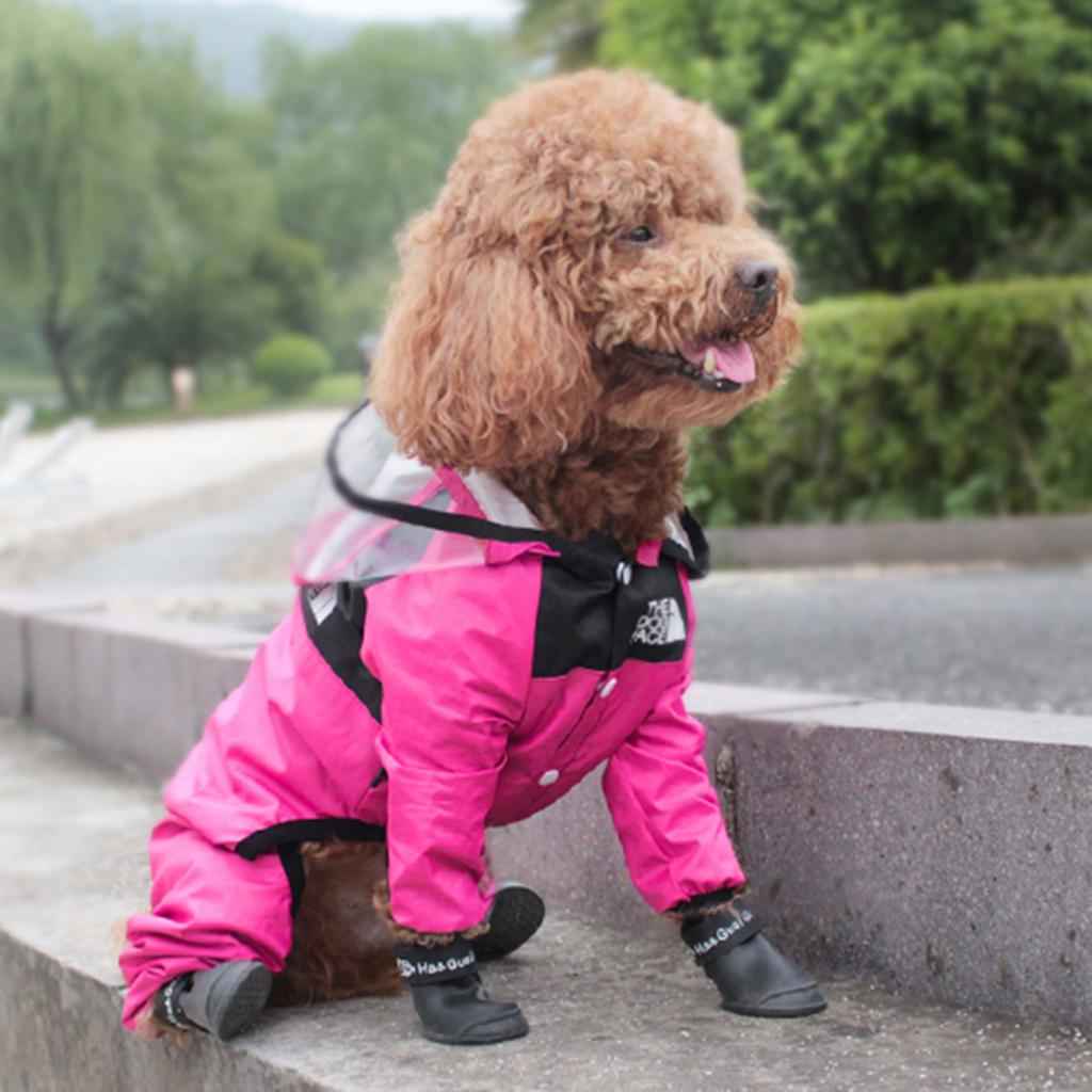 Dog Raincoat Clothing Waterproof Poncho Pet Puppy Jacket Coat Hooded Pink S