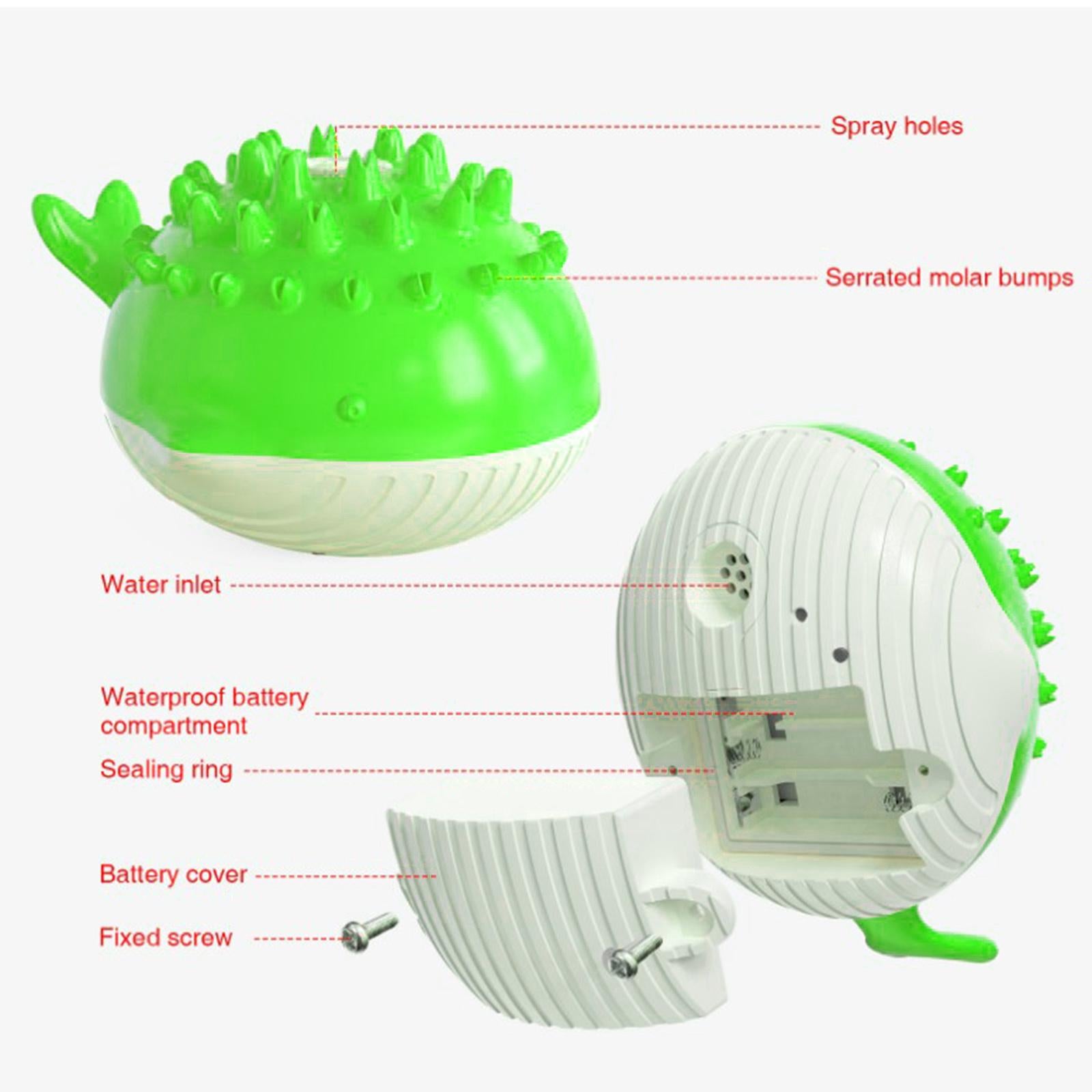 Dog Bath Toy Water Spray Whale Induction Sprinkler Teething Play Toys Green