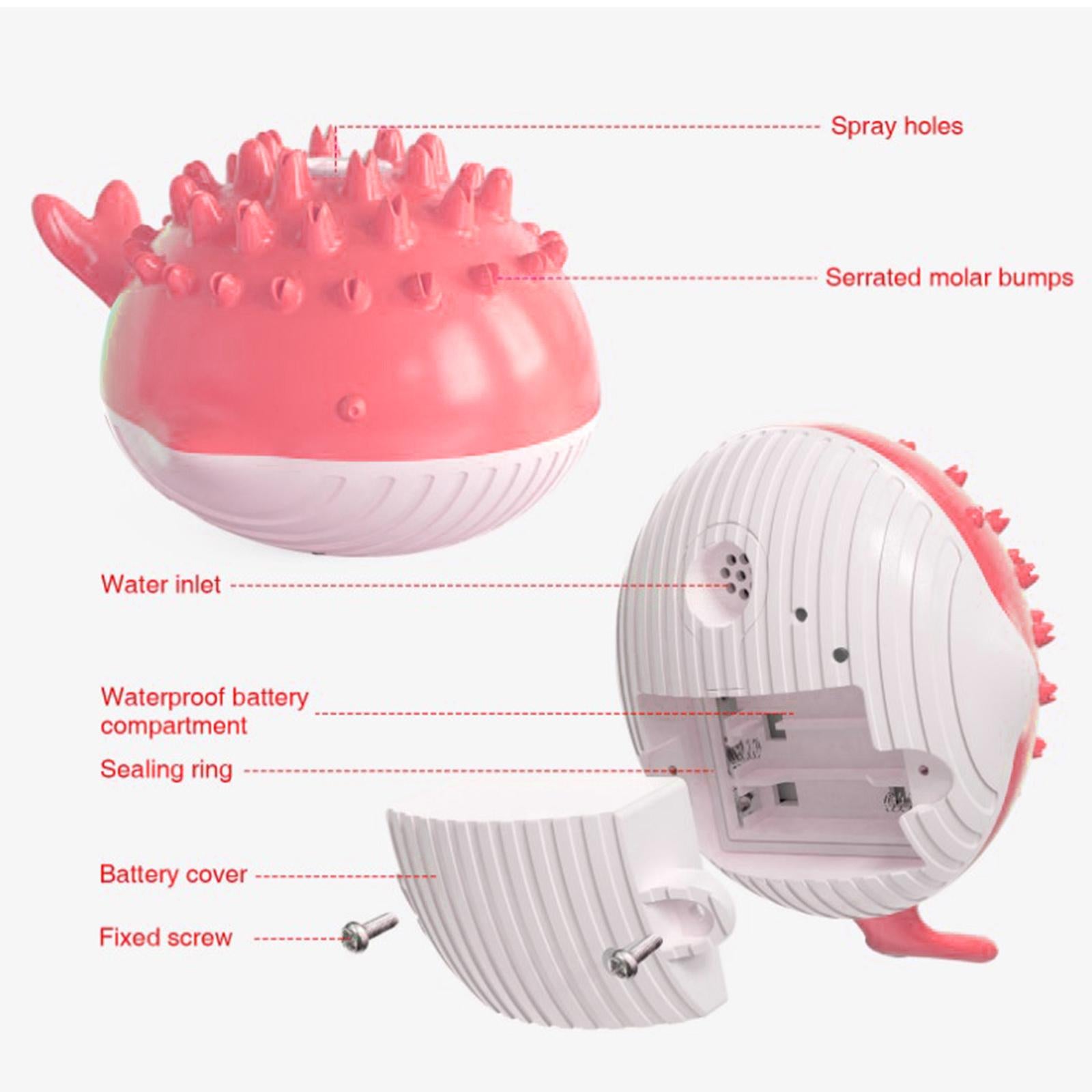 Dog Bath Toy Water Spray Whale Induction Sprinkler Teething Play Toys Pink