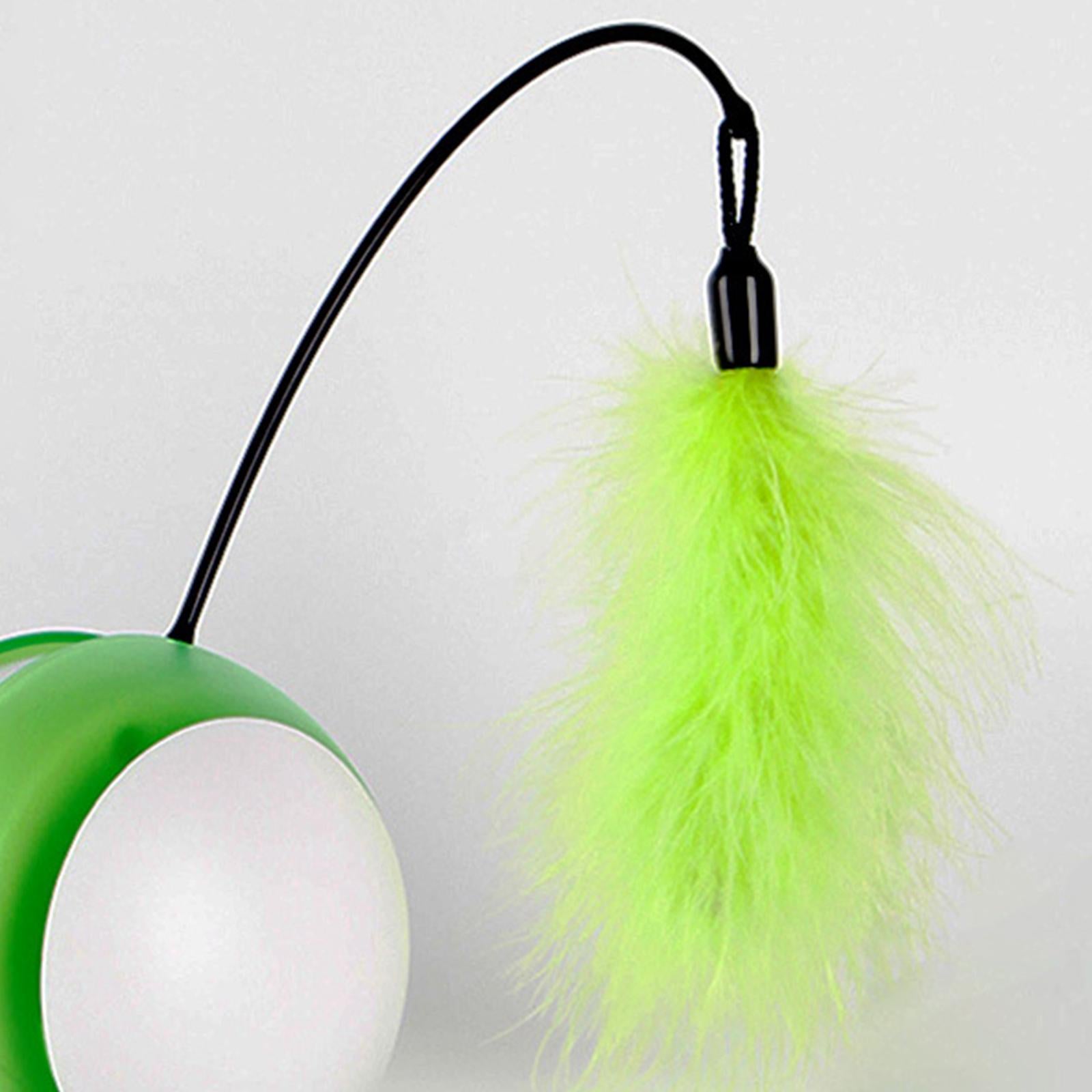 Cat Ball Self Rotating LED Light Feather Toys Puppy Catch Pets Toy Green