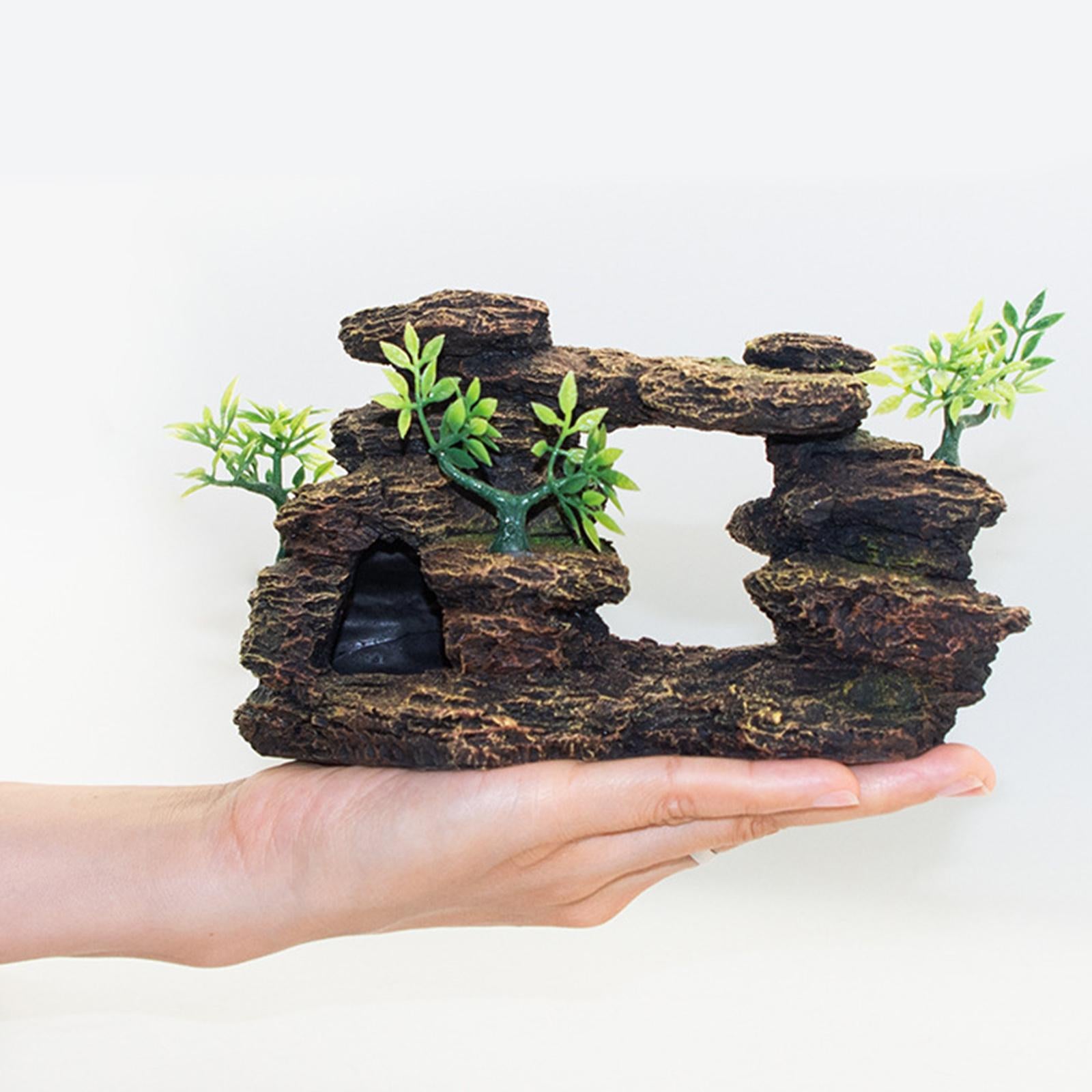 Aquarium Mountain Ornament Tree Fish Tank Decoration Fishes Play House Cave