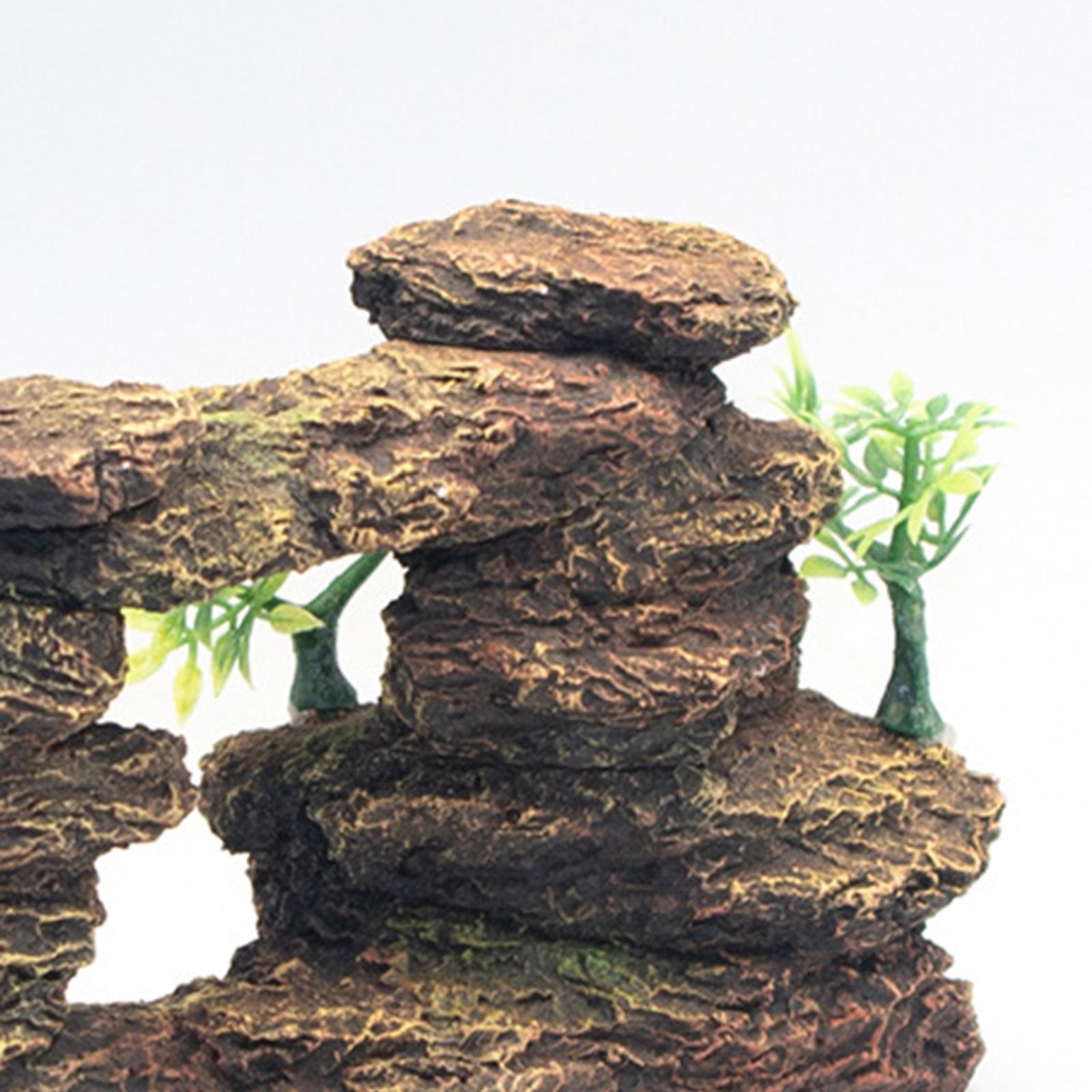 Aquarium Mountain Ornament Tree Fish Tank Decoration Fishes Play House Cave