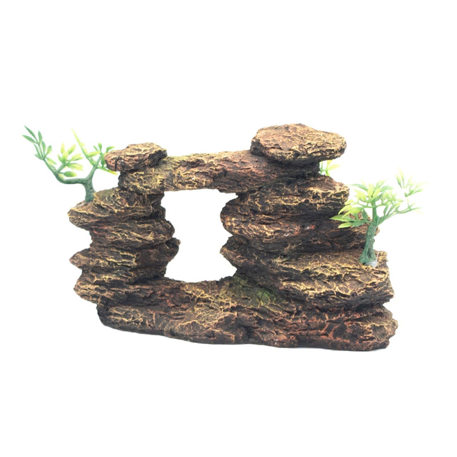 Aquarium Mountain Ornament Tree Fish Tank Decoration Fishes Play House Cave