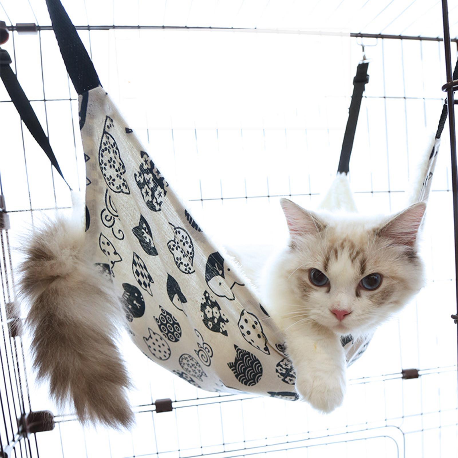 Cat Hammock Bed Swing Comfy Dog Pet Cats Hanging Fun Pets Furniture Beds Summer White L