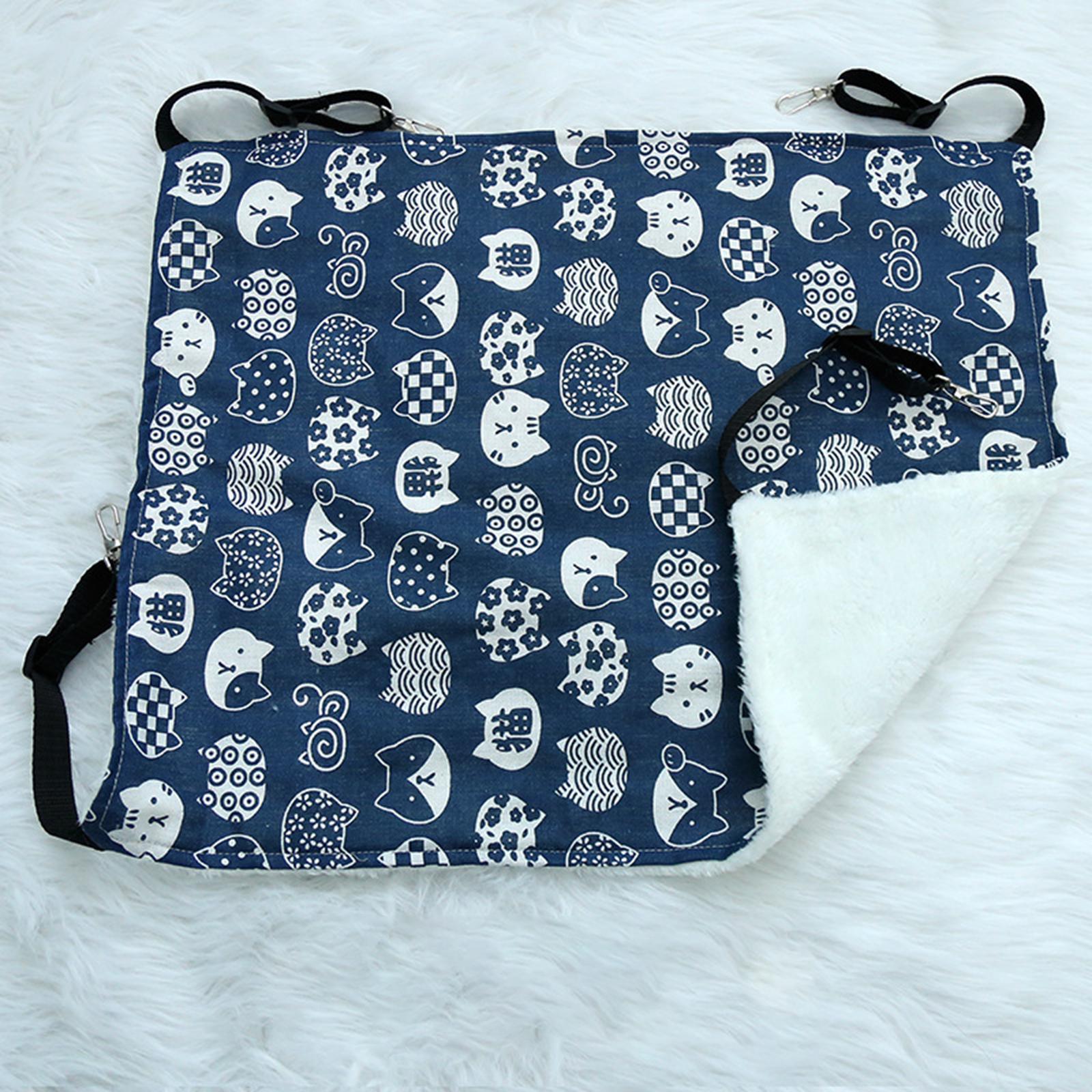 Cat Hammock Bed Swing Comfy Dog Pet Cats Hanging Fun Pets Furniture Beds Winter Navy Blue S